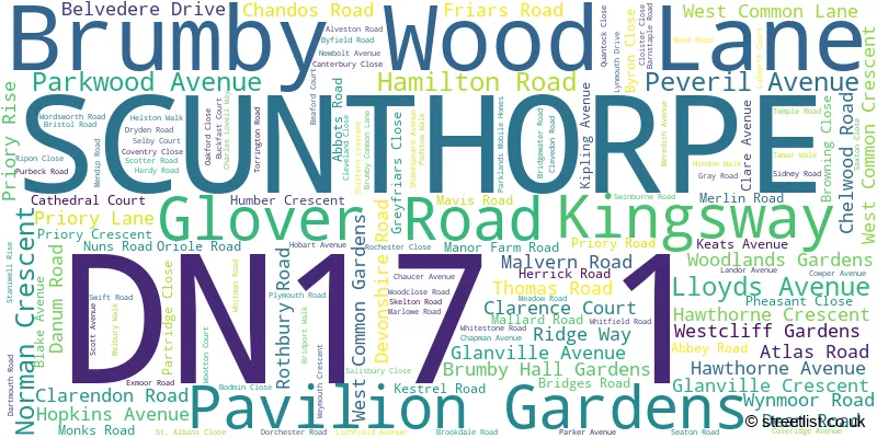A word cloud for the DN17 1 postcode